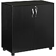 Vinsetto Filing Cabinet with Locking Doors & Shelves, 2-Tier Lockable Storage Cabinet with 2 Keys for Home Office, 80W x 40D x 80H cm, Black