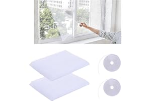 FGEN Moustiquaire Fenetre, 2 Pcs Fenêtre Filet Écran Insecte, Fenêtre Moustiquaire Filet Bricolage avec 2 rouleaux de ruban adhésif, pour FenêTres ou Porte - Blanc Transparent (1.5 * 2M Moustiquaires)