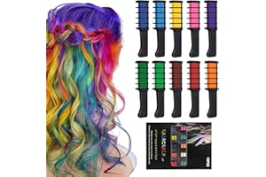 AURASKY Haarkreide für Mädchen Set, Haarkreide Kamm 10 Auswaschbare Farben, Temporär Haarfarbe Kreide Kamm, Instant Haartönung Hair Geschenk Mädchen für Party Karneval Halloween