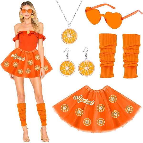 Yphzmtz Aperol kostuum dames tule rok oranje dames