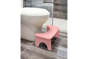 RayLove Physiologischer Toilettenhocker aus Bambus – WC-Trittbrett aus Holz – 35 Grad strapazierfähiger C-förmiger Hocker – Rosa