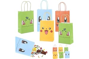 DOUKI 8 Stück Geschenktüten Kindergeburtstag, Papiertüten Bunt mit Henkel, Süßigkeiten Candy Bar Mitgebsel Tüten, Bags zum Verpacken von Geschenk, Giveaways, Kindergeburtstag, Hochzeiten, Party 15x8x21cm
