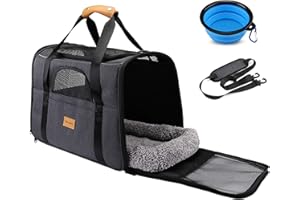 Morpilot Hundetragetasche Katzentragetasche, Haustiertragetasche, Faltbare Transporttasche Transportbox mit Schultergurt und Faltbare Hundenapf für Hunden oder Katzen
