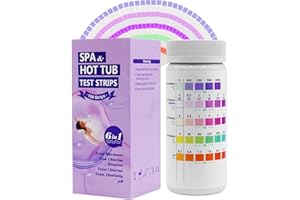 COZII 6 w 1 paski testowe do hydromasyżu, spa i jacuzzi, zestaw 100 sztuk do ogólnej twardości, wolnego chloru, bromu, całkowitej zasadowości i pH