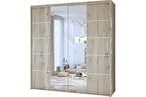 FURNITUREWAVE Eden Stylish Sliding Wardrobe Modern Storage Solution for Your Bedroom (Oak, 180cm)
