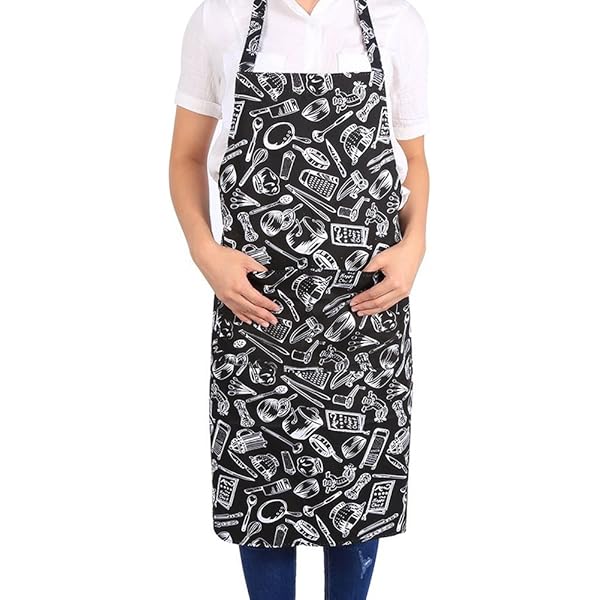 Tablier Barbecue Homme Lot De 2 Tabliers Cuisine Imperméables - Noir Avec Poches - 70x68cm - Homme/Femme Grembiule Da Cucina