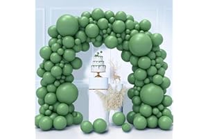 LUOBITO Palloncini Verde Salvia, 130 Pezzi Kit Arco Palloncini Verde Avocado Oliva, 18 12 10 5 Pollici Ghirlanda Palloncini Compleanno Matrimonio Battesimo Bambino Laurea Festa Decorazioni