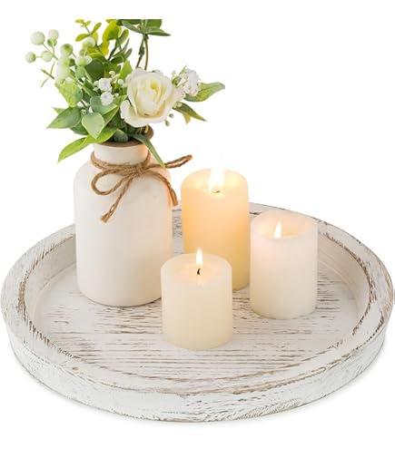 Feeric Lights Et Christmas - Centre De Table Nature Avec 4 Photophores 39x14cm Blanc