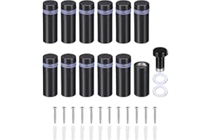 PATIKIL 1/2 x 1.2 Inch Sign Standoff Screws, 12 Set Stainless Steel Wall Standoff Mounting Hardware Advertising Glass Nail for Hanging Acrylic Picture Frame Acrylic Panel, Black