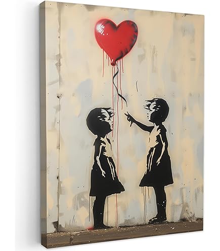 Quadro Moderno CUORE Banksy Su Tela - Per Soggiorno, Camera, Cucina, 30x40 Cm - Foto 6