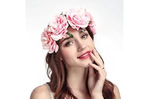 Chseeo Women & Girls’ Bridal Roses, Flowers Wreath, Crown Headband, Floral Garland Headband, Headband, Headpiece, Headpiece for Festival, Wedding, Party, Halloween #1