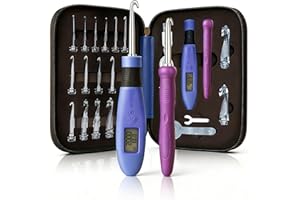 TRANSPLANT Crochets Numériques Lumineux pour Compteur de Points et de Rangs - Kit avec 18 Aiguilles Interchangeables, Ergonomiques, 2 Niveaux LED