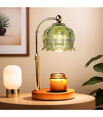 Vicloon Lampe Chauffe-Bougie Électrique Avec Minuterie Et Variateur - Lampe à Bougie Vintage Avec 2 Ampoules, Hauteur Réglable, Parfumée Pour Décoration Maison Lampe Chauffe-bougie Réglable