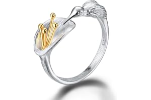 Springlight ✦ Anillos de mujer de plata de ley S925 para San Valentín, anillos abiertos de colibrí, flores y pájaros hechos a mano, anillos para mujeres, joyas personalizadas, regalos para mujeres.,