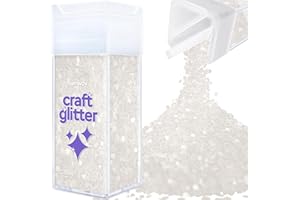Hemway Premium Craft Glitter Shaker - White Iridescent | 110g Super Chunky Metallic Flake Sequins for Resin & Epoxy Crafts | Halloween Craft Supplies for Face, Eye & Nail Art, Mask Decorating