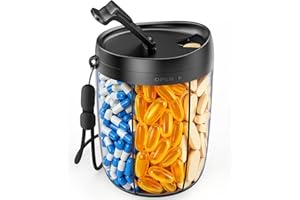 ‎AUVON AUVON Tablettenbox 6 Fäche 7 Tage, Pillendose Rund mit Großen Separaten Fächern(5+1XL Fach), Tragbare Medikamentenbox Pillenbox für Unterwegs Vitamine, Fischöl, Medikamente, Nahrungsergänzungsmittel