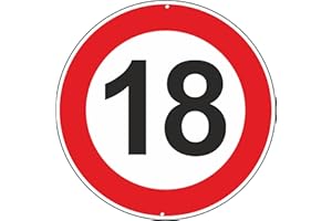‎PUBBLIMANIA Pubblimania Verkehrsschilder mit Höchstgeschwindigkeit 18 km pro Stunde, ideal für Geburtstage, 3 mm dickes, rundes Metall aus Aluminium für den Außenbereich, Ø 30 (Höchstgeschwindigkeit 18 km)