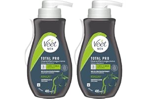 ‎VEET Veet for Men Haarentfernungs-Creme Sensitive Power im praktisachen Spender mit Spatel - Schnelle & effektive Haarentfernung für Männer in nur 5-10 Minuten - 2er Pack (2 x 400ml)