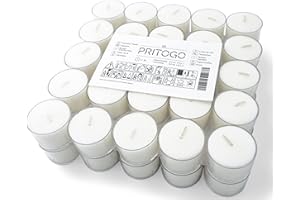 Pritogo Teelichter, 100 Stück, Weiß, Brenndauer: 8 Stunden, 20 g Wachsgewicht, 25 x 38 mm, Kunststoffhülle, Gastro, Hochzeit, Dekorieren, Feiern, Entspannen, Outdoor, Party
