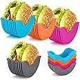 Premify 4 x Burger Holders, Reusable Hamburger Bowl, Hamburger Buns Fixed Box, Expandable Burger Holder, Dirt-Free Hamburger Kitchen Tool
