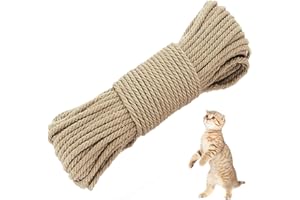 Stickerboy Jute Twine String 6mm Thick 98 Feet Natural Twisted Twine Hemp Rope for Cat Tree Tower Brown Garden Sisal Rope for DIY Arts Crafts, Garden, Home Decorating