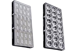 SUNBEAUTIFUL 2 Pezzi Stampi per cioccolatini Trasparente In Policarbonato 3D Stampo Per Cioccolato Rettangolare Stampo Per Cioccolato Mezza Sfera Stampo Per Cioccolato per Fare Cioccolatini Dessert Baking