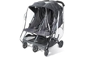 Orzbow Universal Plastico Lluvia Silla de Paseo Doble, Transpirable Protector Lluvia Carro Gemelar Bebe con Ventana, Duradero Burbuja Lluvia Silla de Paseo Gemelar, Instalación Fácil, Transparente
