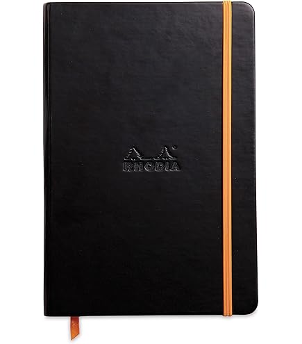 RHODIA 194449C - Carnet Rigide Goalbook Creation Bleu Nuit - A5 - 14,8 x 21 cm - Pointillés Dot - 160 pages Papier Clairefontaine Maya Noir Lisse 120 g/ m² - Couverture Simili Cuir