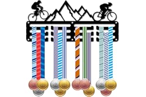 CREATCABIN Mountain Bike Porta Medaglia Medaglia Gancio Espositore Sport Metallo Appeso Premi Ferro Piccolo Supporto Arredamento per Parete Gara di Casa Corsa Nuoto Calcio Medaglia di Calcio 29x13cm