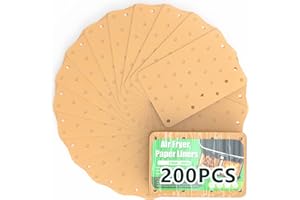 Fishoney Papier Cuisson, Papier Cuisson Feuilles, Papier Cuisson Air Fryer, Papier Sulfurisé, Papier Sulfurisé Carré Jetable Revêtements, Imperméable Résistant à I'huile Papier (21x14cm/200pieces)