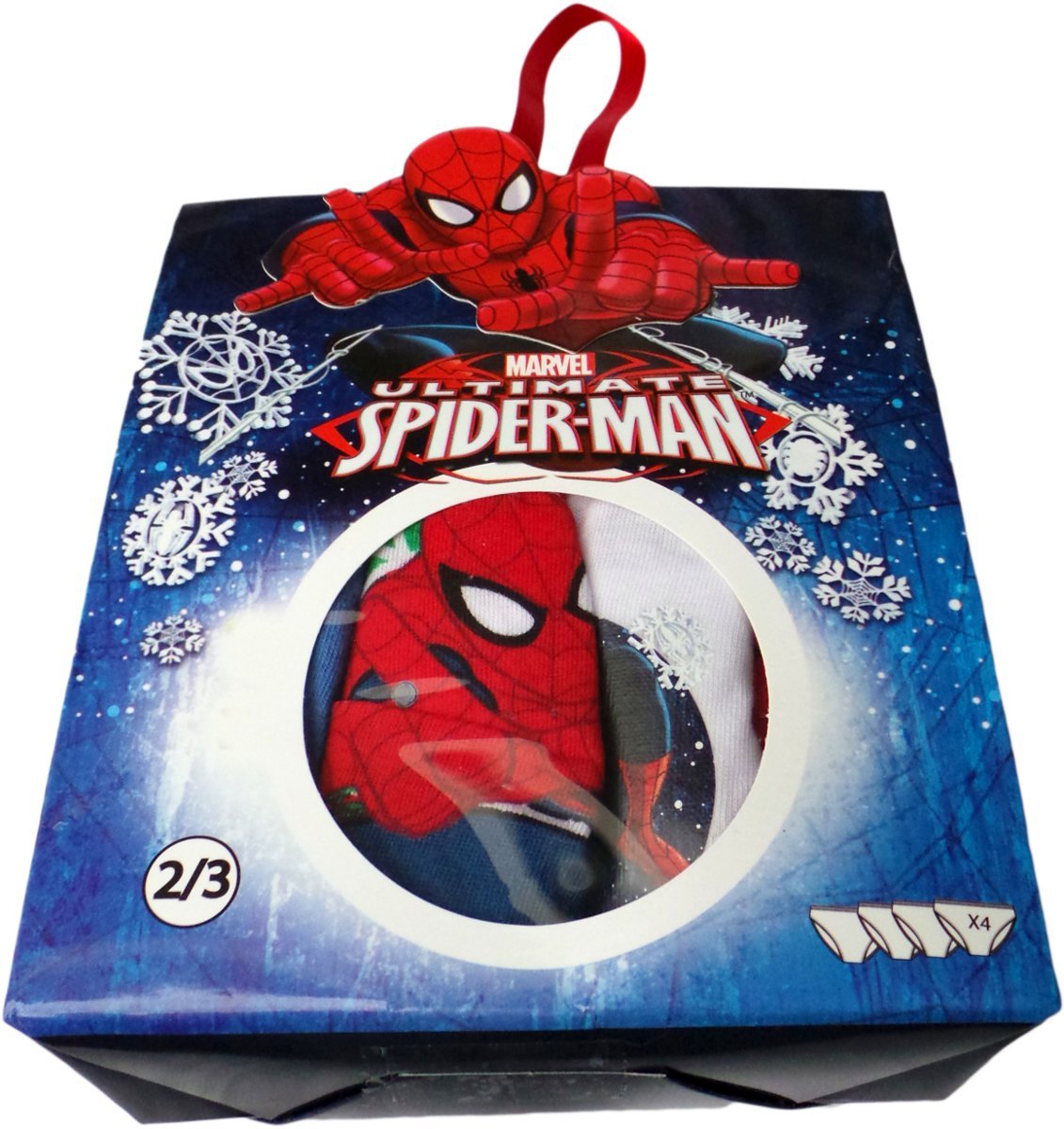 Marvel-Spider-Man-Unterhosen-4er-Set-Schneetraum-RotWeiBlau-Gestreift