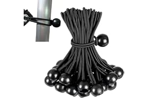 GAAINES 10 Pcs Bungee Ball,Bungee Cords With Balls,Ties Heavy Duty,Bungee Straps For Telescopic Flag Pole Camping Tent Tarpaulin Cargo And Banners Fixing(Black,15cm)