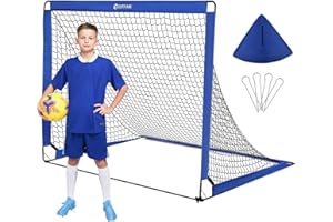 EXTFANS 2-in-1 Football Goal for Kids | Pop Up Soccer Net with Score Targets | Foldable Training Equipment for Indoor/Outdoor | Includes Carry Bag & Stakes
