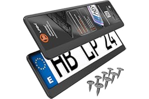L & P CAR DESIGN Portamatriculas Coche 520x110 mm - Soporte Matricula [2 uds.] - con 8 Tornillos - Negro - fácil, Duradero y Resistente - Porta Matricula Auto Homologado Apto para Todos los vehículos - 52x11 cm