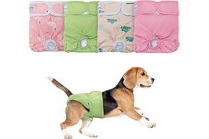 Teamoy Pañal Reutilizable para Perro Hembra (Paquete de 4) Pañales para pañales Lavables para Perros Hembras Bragas de envolturas sanitarias súper absorbentes, XL