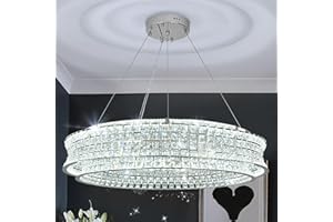 AOOCHOK Luxus Kristall Kronleuchter Modern Pendelleuchte Chrom for Wohnzimmer, Rund Hängeleuchte Kristall Lampe, für Wohnzimmer, Esszimmer, Schlafzimmer, Restaurant, Φ80cm