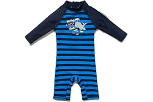 BONVERANO Traje de baño para bebé niño Trajes de baño de una Pieza de Manga Larga Protección UV 50+ Trajes de baño con Cremallera