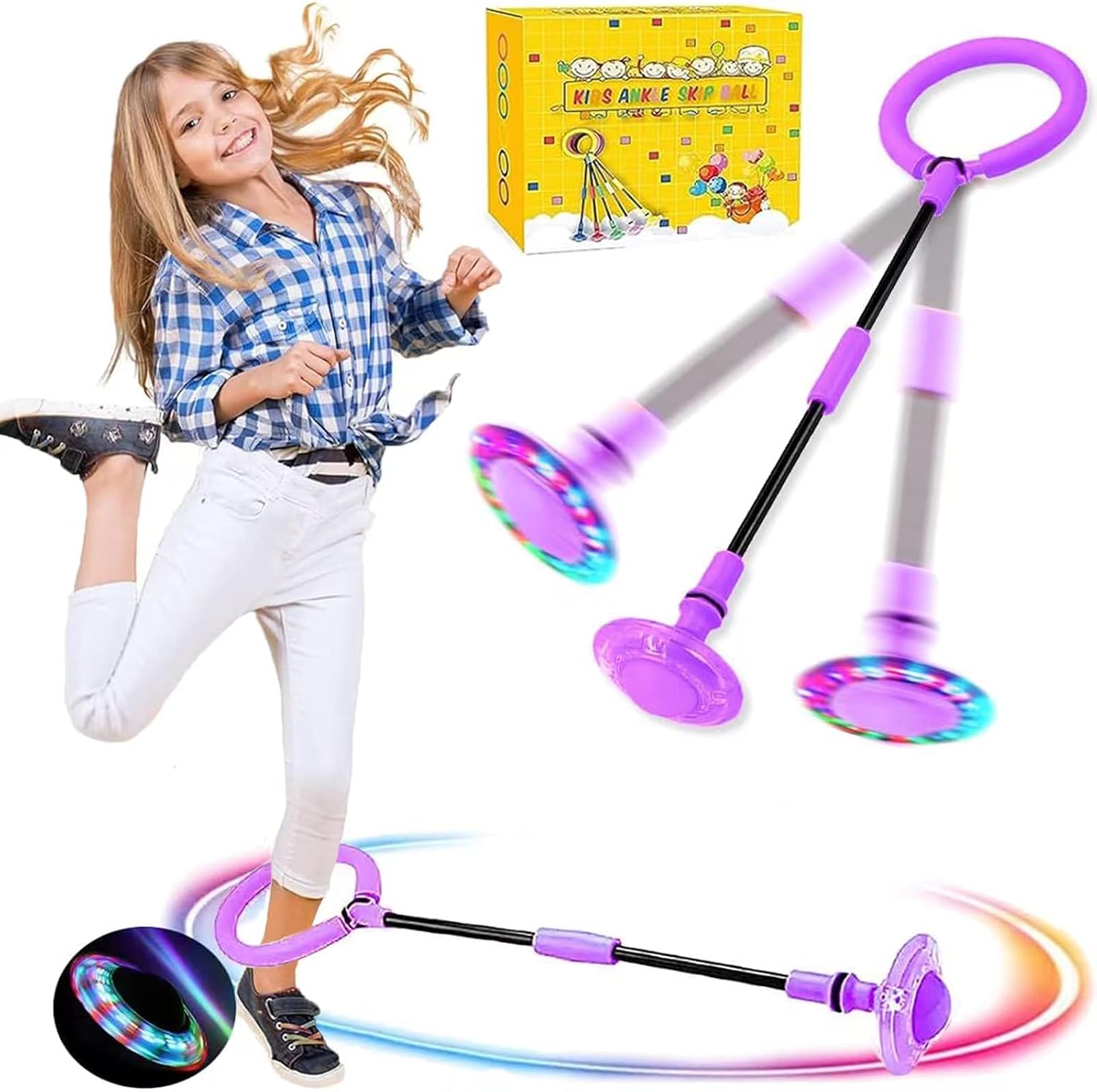 Q-WOOFF Anillo de Salto Intermitente para Niños y Niñas, Pelota de Salto Deportivo para Ejercicio, Competición y Juegos al Aire Libre - Regalos