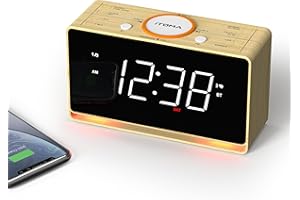 iTOMA Bedside Alarm Clock Radio, 1.4" White LED Display Clock with Bluetooth, FM Radio, Dual Alarm, Sleep Timer, Snooze Function, Dimmer and Night Light CKS718W