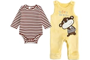 JiAmy Dziecięcy dwuczęściowy zestaw koszul z długim rękawem kombinezon do raczkowania jesienny kombinezon dla noworodka