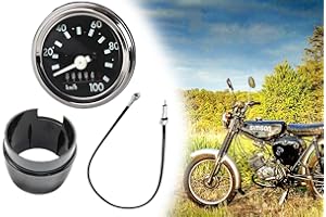 Tacho Set, Tachometer 100km/h Ø 60mm mit Chromring Blinkkontrolle + Tachowelle 800mm + Tachohülle für Simson S50 S51 S53 S70 S83 + Bisomo Sticker