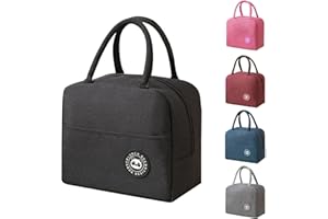 BRYN Borsa Termica Porta Pranzo, 5.6L Borsa Frigo Piccola Pranzo Ufficio, Borsa Pranzo per Lavoro, Scuola, Viaggio, Campeggio, Picnic, Mare（Nero）