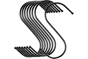 MgcTolBox 20PCS S Hooks，Premium Stainless Steel Metal Hanging Hooks Multifunction,Heavy-Duty Hangers for Kitchen Office Bathroom Bedroom (Black, Large)