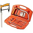 KAHEIGN 13 in 1 Multifunction Hacksaw Set, Hand Hacksaw with 8Pcs HSS Extra Steel Saw Blades and Carry Case - for Cutting Wood Plastic Rubber Glass Tile Ceramic Metal (27CM x 11CM)