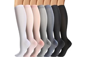 Losvcbcx 7 paires de chaussettes de compression pour hommes et femmes de 15 à 20 mm de titane sont les meilleurs articles sportifs et médicaux pour les infirmières de course, de vol et de voyage