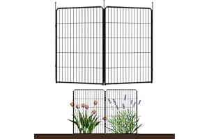 SUNSGROVE Doorless Garden Fence 100 cm(H) x 1.4 m(L) 2 Panels, Heavy Duty Metal Animal Barrier Fence, No Dig Fences for Dogs, Garden, Black