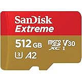 SanDisk 512GB Extreme scheda microSDXC + adattatore SD + RescuePro Deluxe fino a 190 MB/s con prestazioni app A2 UHS-I Class 