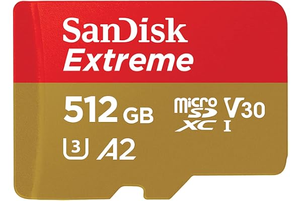SanDisk Extreme 512GB microSDXC UHS-I, V30, 190MB/s Read, 130MB/s Write, Memory Card for 4K Video on Smartphones, Action Cams and Drones