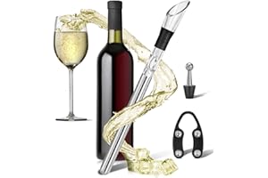 ‎LEBEXY LEBEXY Weinkühlstab aus Edelstahl mit Ausgießer & Dekantier Belüfter | Geschenk für Weinliebhaber | Weinkühler kühlstange Wein Kühlstab Flaschenkühler Flaschenkühlstab Set, mit 1 Stück Kühl Stab