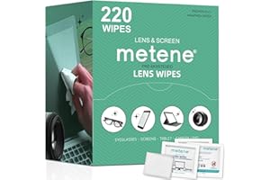 Metene 220 Pack Lens Cleaning Wipes, Pre-Moistened and Individually Wrapped Eyeglass Wipes, Glasses Cleaner for Eyeglasses, Camera Lens, Tablets, Phone, Computer Screen and Other Delicate Surfaces